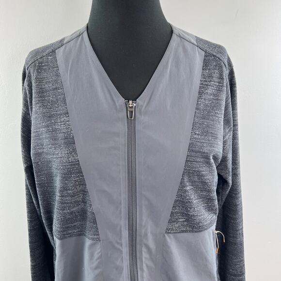 Lululemon Lab Heather Gray Varsa Jacket V-Neck Two-Way Full Zip Size Medium M - Picture 3 of 10